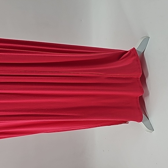 AS Vibrant Coral Shoulder Exposing Halter Sleeveless Fit & Flare Dress - Picture 10 of 12